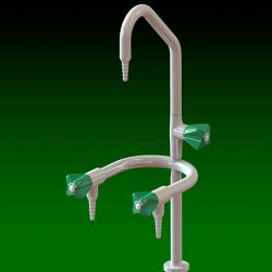 Swivel swanneck lab tap with two side bib taps